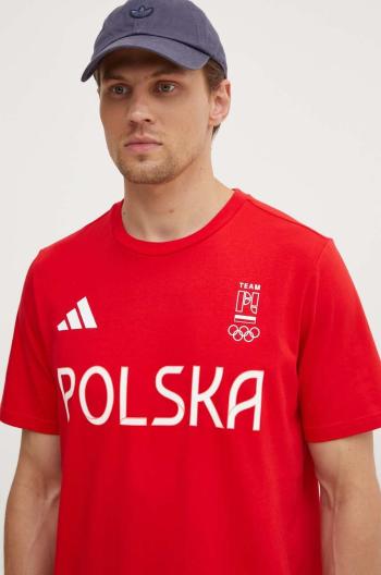 Tričko adidas Performance Olympic červená barva, s potiskem, JF6678