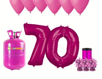 HeliumKing Helium párty set na 70. narozeniny s růžovými balónky