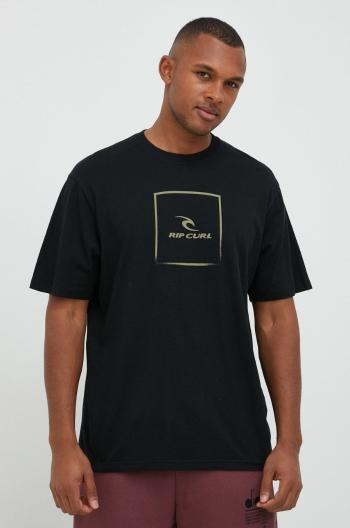 Bavlněné tričko Rip Curl Corp Icon Tee černá barva, s potiskem