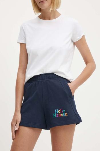 Kraťasy Helly Hansen dámské, tmavomodrá barva, s potiskem, high waist, 54081