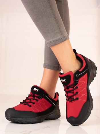 Pěkné červené dámské  trekingové boty bez podpatku