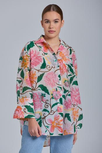 KOŠILE GANT D2. OS DAHLIA PRINT COT SILK SHIRT bílá 36