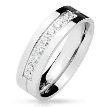 Šperky4U Ocelový prsten se zirkony - velikost 62 - OPR1662-62