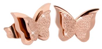 Troli Drobné motýlí náušnice Metal Butterfly KES-048-ROSEGOLD