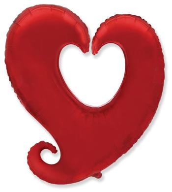 Balón foliový Srdce zatočené - červené 90 cm - Flexmetal