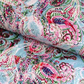 Úplet VISCOSE LYCRA HEAVY Paisley light blue digital print