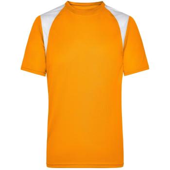 James & Nicholson Pánské běžecké tričko s krátkým rukávem JN397 - Oranžová / bílá | XXXL