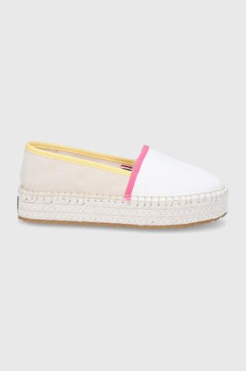 Espadrilky Tommy Jeans bílá barva, na platformě