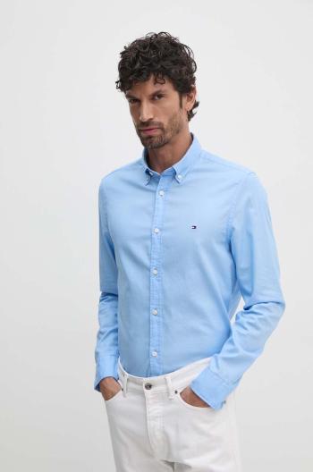 Bavlněná košile Tommy Hilfiger modrá barva, slim, s límečkem button-down, MW0MW34568