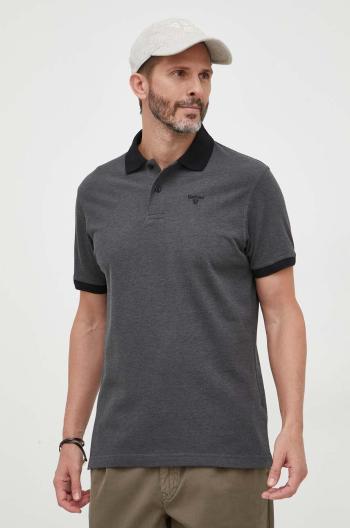 Bavlněné polo tričko Barbour černá barva, MML0628