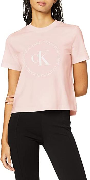 Calvin Klein Calvin Klein dámské světle růžové tričko ROUND LOGO STRAIGHT TEE