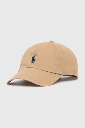 Bavlněná baseballová čepice Polo Ralph Lauren béžová barva, s aplikací