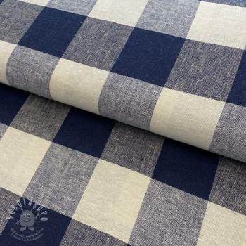 Viskóza se lnem YARN DYED CHECK navy