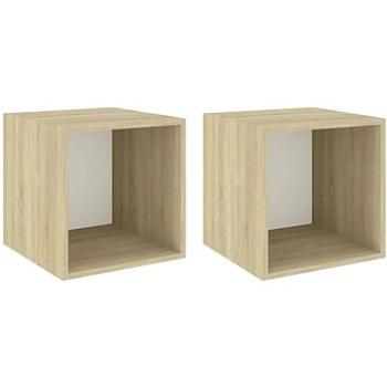 Nástěnné skříňky 2 ks bílé a dub sonoma 37x37x37 cm dřevotříska (805460)