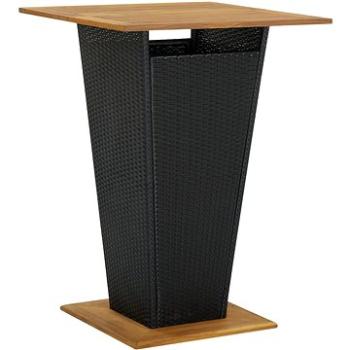 Barový stůl černý 80 × 80 × 110 cm polyratan a masivní akácie, 313465 (313465)