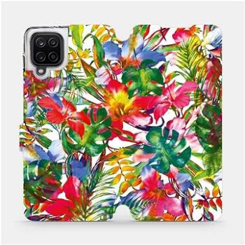 Flipové pouzdro na mobil Samsung Galaxy A12 - MG07S Pestrobarevné květy a listy (5903516613366)