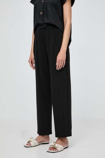 Kalhoty Max Mara Leisure dámské, černá barva, střih chinos, high waist, 2416781068600