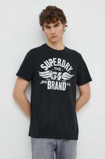 Tričko Superdry černá barva, s potiskem