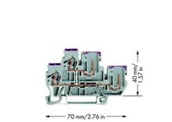 Dvojitá hlavní svorka WAGO 870-108, osazení: L, pružinová svorka, 5 mm, šedá, 50 ks