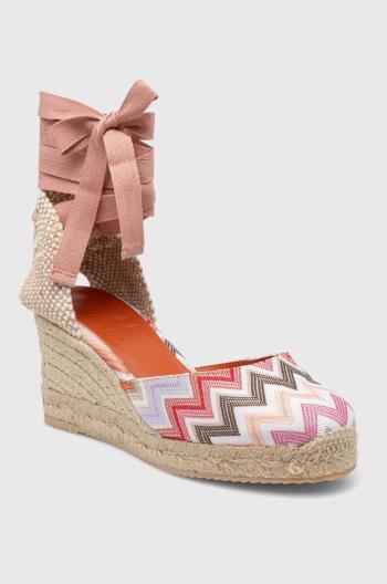 Espadrilky Missoni Eva 86 růžová barva, na klínku, M25_002