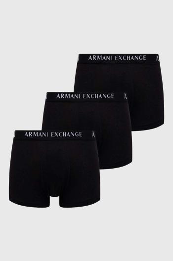 Boxerky Armani Exchange 3-pack pánské, černá barva