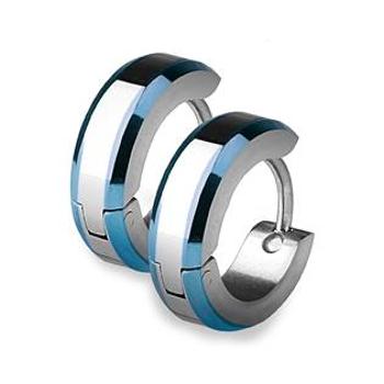 Šperky4U Ocelové náušnice - kroužky s modrými okraji - OPN1270-B