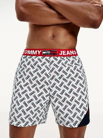 Tommy Hilfiger Tommy Jeans pánské bílé plavky SF MEDIUM DRAWSTRING-PRINT