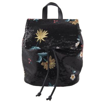 Černý batoh s flitry Flower - 24*16*28 cm JZBG0157