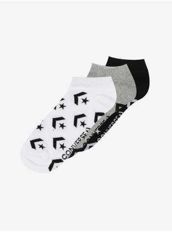 Sada tří párů dámských kotníkových ponožek v šedé a černé barvě Converse