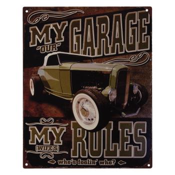 Nástěnná kovová cedule My Garage My Rules - 25*20 cm 6Y4353