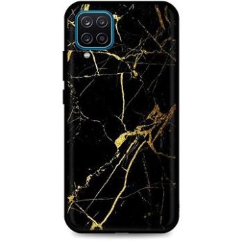 TopQ Kryt LUXURY Samsung A12 pevný Marble černo-zlatý 57620 (Sun-57620)