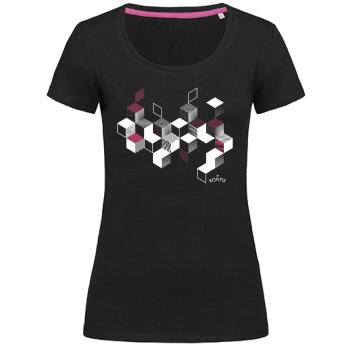 Bontis Dámské tričko CUBES - Černá / růžová | XL