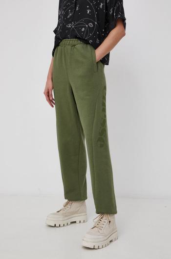 Kalhoty Ellesse dámské, zelená barva, s potiskem