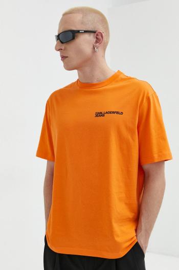 Bavlněné tričko Karl Lagerfeld Jeans oranžová barva, s potiskem