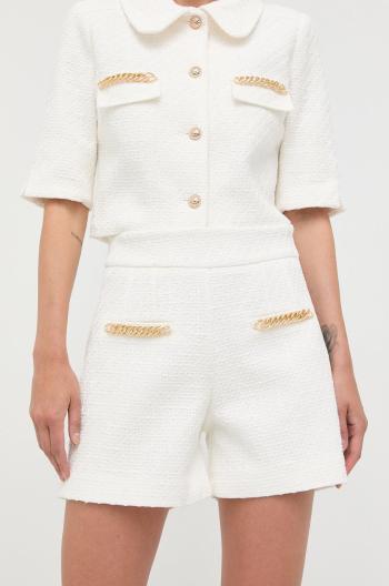 Bavlněné šortky Morgan dámské, bílá barva, hladké, high waist