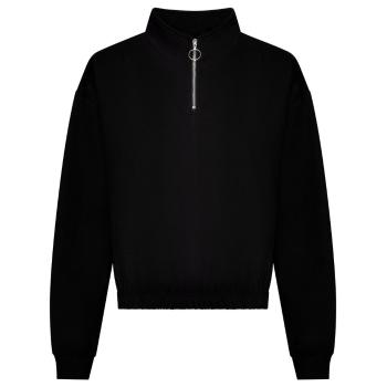 Just Hoods Dámská crop top mikina s krátkým zipem - Černá | XL