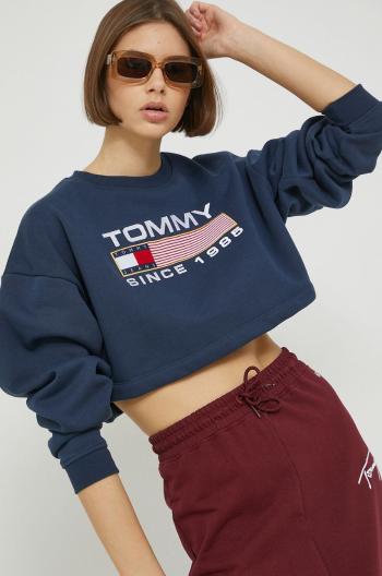 mikina Tommy Jeans dámská, tmavomodrá barva, s aplikací