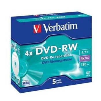 VERBATIM DVD-RW(5-pack)Jewel/4x//DLP/4.7GB