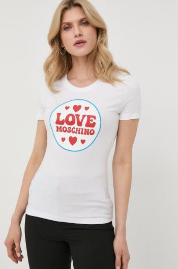 Tričko Love Moschino bílá barva