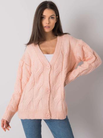 MERUŇKOVÝ PLETENÝ KARDIGAN S KNOFLÍKY LC-SW-30302.23X-PINK Velikost: ONE SIZE