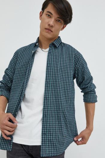 Bavlněné tričko Tom Tailor tmavomodrá barva, regular, s klasickým límcem