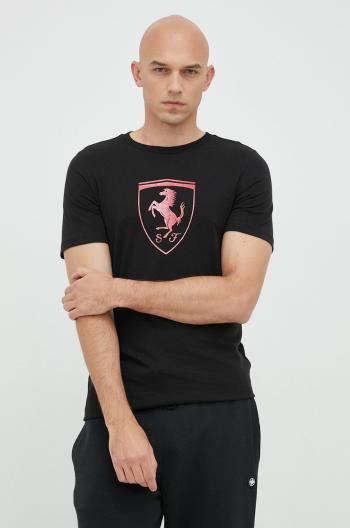 Bavlněné tričko Puma X Ferrari černá barva, s potiskem