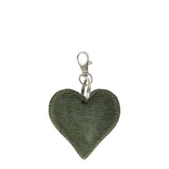 Klíčenka mini srdce zelené z hovězí kůže - 6*6*0,8cm IVSHMHGN