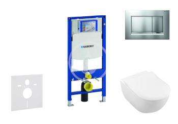 GEBERIT Duofix Modul pro závěsné WC s tlačítkem Sigma30, matný chrom/chrom + Villeroy Boch WC a sedátko, DirectFlush, SoftClose, CeramicPlus 111.300.00.5 NI7