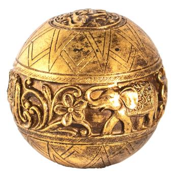 Zlatá antik dekorace koule s květy a slony - Ø 10 cm 6PR4779