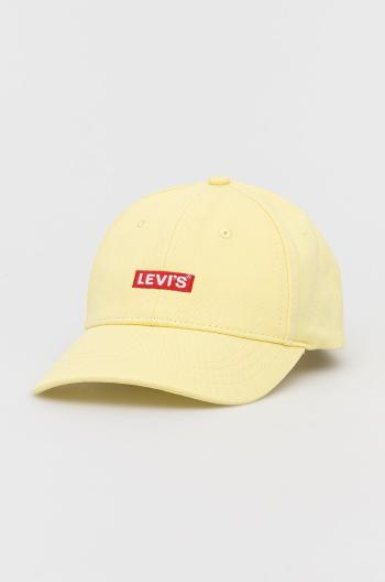 Bavlněná čepice Levi's žlutá barva, s aplikací