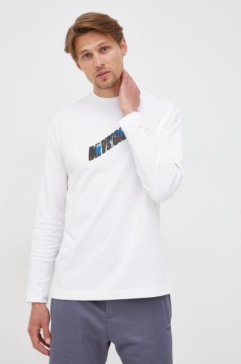 Bavlněné tričko s dlouhým rukávem Drykorn bílá barva, s potiskem