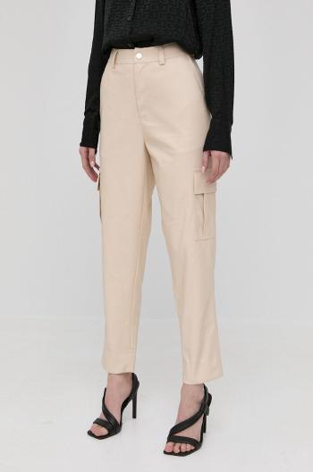 Kalhoty Liu Jo dámské, béžová barva, kapsáče, high waist