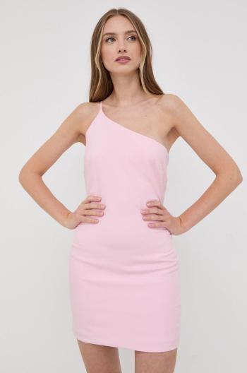 Šaty Bardot růžová barva, mini, přiléhavá