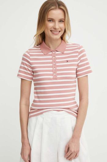 Polo tričko Tommy Hilfiger růžová barva, WW0WW39530